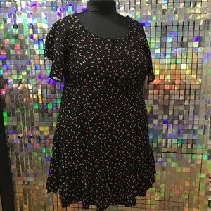 Passport 2x 18/20 Cherry Print Black and Red Mini Dress